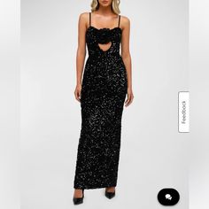 Helsi Black Sequin Dress! Sold Out Online In Size Small!! Worn Once And Like New. Still Has Tags. Glamorous Black Maxi Dress For Gala, Formal Embellished Backless Maxi Dress, Elegant Black Backless Gown, Glamorous Black Evening Maxi Dress, Black Embellished Gown For Night Out, Glamorous Black Dress For Gala, Glamorous Black Evening Gown, Backless Embellished Evening Maxi Dress, Glamorous Black Maxi Evening Dress