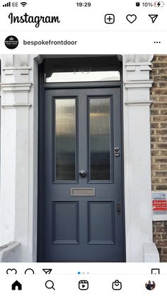 the instagram page shows an image of a blue door