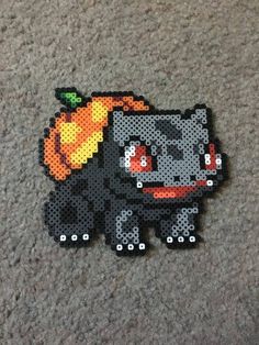 an image of a pixelated cat with carrots on it's back end