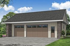 a two car garage is shown in this rendering