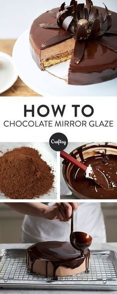 how to decorate a chocolate mirror glaze on cakes and pies - step by step instructions