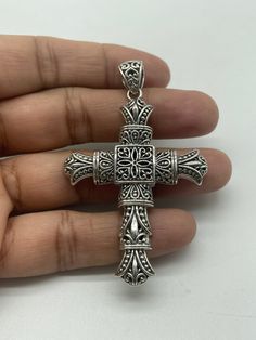 Sterling silver cross 925 silver cross bali style pendant Metal Type-925 silver Silver Cross Necklace Stamped 925, Silver 925 Stamped Cross Necklace, Silver 925 Stamped Cross Pendant Necklace, Bali Style, Bali Fashion, Sterling Silver Cross, Silver Cross, Electronic Items, Sterling Silber