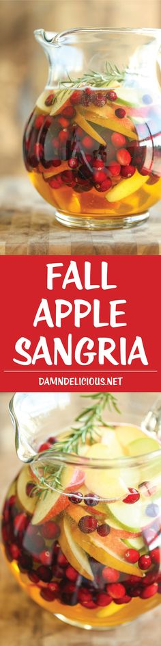 fall apple sangria recipe in a glass pitcher