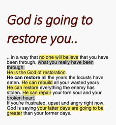 an image of the words god is going to restore you