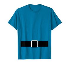 a blue t - shirt with a black belt around the waist and a square in the center