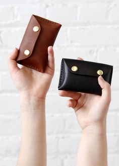 Everyday Rectangular Trifold Wallet With Snap Closure, Rectangular Card Holder With Snap Closure, Everyday Rectangular Card Holder With Snap Closure, Cash Holder, The Scout, Leather Wallets, Leather Projects, Simple Cards, Card Case