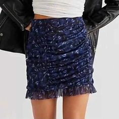 Size Xs New Without Tags!! Mesh Mini Skirt, Black And Red Roses, Velvet Mini Skirt, Distressed Denim Skirt, Faux Leather Mini Skirt, Free People Skirt, Sequin Mini Skirts, Free People Denim, Floral Color