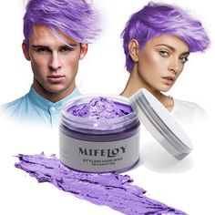 Hair Coloring Instantly - Achieve Your Desired Hairstyle With Our Water-Based Styling Wax. Create Unique Looks With Ease As You Mold, Shape And Sculpt Your Hair While Also Dyeing It Purple. Get Creative With Confidence. Natural Ingredients - Our Product Is Formulated With 100% Natural Ingredients Sourced From Plant Extracts. It Guarantees No Scalp Irritation, Is Environmentally Friendly, And Safe For Your Health. Premium Hair Dye Wax - It's Not Only Easy To Mold, Shape And Sculpt, But Also Comes Silver Grey Hair Dye, Hair Color Wax, Hair Color Brush, Cheveux Oranges, Pomade Style, Grey Hair Dye, Pink Hair Dye, Temporary Hair Dye, Natural Hairstyle