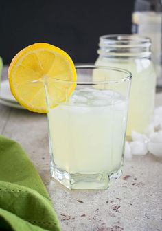 a lemonade drink in a glass with ice