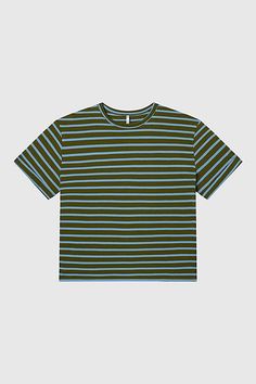 Introducing our Boifriend T-Shirt: a versatile, comfortable staple crafted with a lightweight cotton blend fabric, pre-rolled up sleeves, and a playful stripe pattern. Designed for an oversized boyfriend fit, this tee will be a wardrobe favorite. Our Boifriend T-Shirt collection is made in small batches by our family run factory in Los Angeles, CA. Our highly skilled sewers receive fair wages to make your garments. Content + Care 95% Cotton, 5% Spandex To ensure a long life we recommend washing this garment in cold water and line drying or tumbling on low heat. Ethically made in Ventura, CA Size + Fit This style is available in XS-3X. To find your best fit, please use our size chart. The boyfriend t-shirt features an oversized fit. We recommend going with your normal size or sizing down if Trendy Relaxed Fit T-shirt With Contrast Stripes, Trendy Striped T-shirt With Relaxed Fit, Everyday Horizontal Stripe Short Sleeve T-shirt, Trendy Summer T-shirt With Horizontal Stripes, Trendy Cotton T-shirt With Horizontal Stripes, Trendy Cotton T-shirt With Contrast Stripes, Cotton Short Sleeve Tops With Contrast Stripes, Summer Cotton Tops With Horizontal Stripes, Everyday Striped Cotton Tops