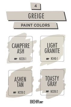 four different types of paint colors for each type of painting brush, including white and gray