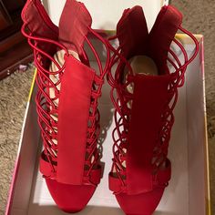 Brand New Red Strappy Sandals Red Strappy Heels For Spring, Trendy Red Strappy Sandals, Red Strappy Synthetic Heels, Casual Red Strappy Sandals, Red Sandals, Strappy Sandals, Shoes Women Heels, Shoes Heels, Womens Sizes