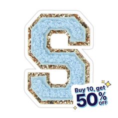 the letter s is made out of blue and gold glitters