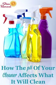 three different types of cleaning products with the words how the pff of your cleaner affects what it will clean