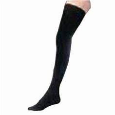 Latex-Free, 30-40mm Hg Compression, 11-1/2" to 13" Ankle, 13-3/8" to 19-5/8" Calf, 23-5/8" to 32" Thigh BSN Jobst® For Men Thigh-High Compression Stockings with fashionable ribbed design deliver gradient compression therapy. The silicone band keeps socks up without binding or pinching, and soft micro fibers wick away moisture keeping legs and feet cooler and dryer longer, preventing odor by inhibiting growth of fungi and bacteria on the socks. These stockings feature a reinforced heel which resi Black Fitted Footless Knee-high Socks, Fitted Black Over-the-knee Leg Warmers, Fitted Black Over The Knee Leg Warmers, Black Full-length Compression Hosiery, Full Length Black Compression Hosiery, Full Length Compression Black Hosiery, Full-length Compression Black Hosiery, Black Compression Knee-high Hosiery, Black Full-length Winter Hosiery