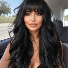 Super Cute And Stylish Ships In 5-10 Business Days Curly Wigs With Bangs, Long Curly Wigs, Wavy Wigs, Long Curly Wig, Long Bob Haircuts, Long Hair With Bangs, Rose Hair, Long Black Hair, Long Bob