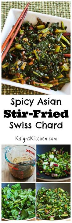 Greens are extra good in the fall and I love this Spicy Asian Stir-Fried Swiss Chard. (Low-Carb, Gluten-Free, Dairy-Free) [found on KalynsKitchen.com] Swiss Chard Recipe, Recipes Spicy, Swiss Chard Recipes, Asian Stir Fry, Chard Recipes, Csa Recipes, Tasty Videos, Cooked Veggies, Swiss Chard