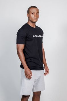 Classic Tee - Aramaj Everyday Athleisure T-shirt With Graphic Print, Athleisure Graphic Print T-shirt For Everyday, Everyday Athleisure Graphic T-shirt, Black Branded T-shirt For Gym, Athleisure T-shirt With Letter Print, Sporty Logo Print T-shirt For Everyday, Branded Crew Neck Workout T-shirt, Cotton Gym T-shirt With Logo Print, Casual Logo Print T-shirt For Gym