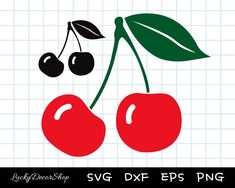 two cherries on a branch with leaves svg dxf eps png