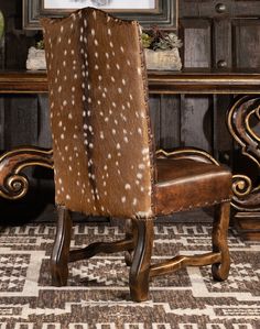 a chair that has some kind of animal print on it