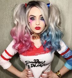 Harley Quinn Suicide Squad by Guy Tang Harley Quinn Hairstyles, Harley Quinn Hair, Meme Costume, Harley Quinn Comic, Guy Tang