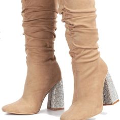 Sexy Knee Boots With A Chunky Diamond Heel. They Are Slip On, No Zippers. Diamond Heels, Size 11 Heels, Shoes Heels Boots, Knee Boots, Shoes Women Heels, Heeled Boots, Shoes Heels, Slip On, Women Shoes