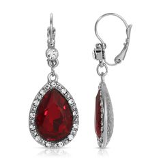 Crystal Teardrop Siam Red Crystal Drop Earrings 1928 Jewelry, Vintage Inspired Jewelry, Cameo Jewelry, Prom Jewelry, Jewelry Crystal, Wedding Watch, Crystal Drop Earrings, Red Crystals, Crystal Drop