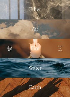 four different types of water with clouds in the sky and on top of each other