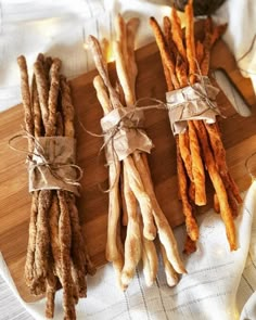 french fries tied up on a cutting board