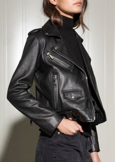 This leather biker jacket will fit like no other - you'll wear it forever. Our leather biker jacket is made with the finest quality lamb leather. Biker Jacket Outfit, Jacket Outfit Women, Biker Leather Jacket, Leather Jacket Outfits, Jacket Outfit, Biker Leather, Biker Style, Black Leather Jacket, Leather Jackets Women