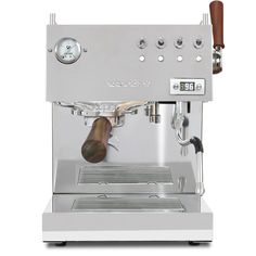 an espresso machine is shown on a white background