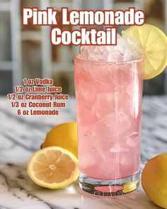 the pink lemonade cocktail is ready to be served