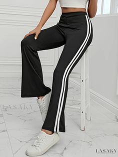 Lasaky - Stylish Activewear: Womens Comfy Flare Leg Pants for Yoga, Sports, Running, and Workouts Stretch Wide Leg Sweatpants Sportswear, White Wide Leg Gym Bottoms, Stretch Wide Leg Sweatpants For Sportswear, White Wide-leg Gym Bottoms, Sporty Yoga Pants, Sporty Gym Yoga Trousers, Sporty Gym Yoga Pants, Sporty Yoga Trousers For Sports, Sporty Yoga Trousers For Gym