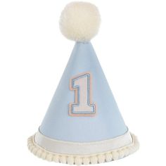 Top off your babya??s first birthday celebration in adorable style with our 1st Birthday Pom-Pom Hat! This charming party hat is designed in a soft pastel blue and features a felt number 1 to signify your little one's first year. The hat is adorned with an oversized cream-colored pom-pom and a matching trim along the base creating a whimsical and festive look. Perfect for photo opportunities this hat will add a memorable splash of cuteness to your celebrations. pbBlue 1st Birthday Pom-Pom Hat product details:-b-p ul li5in wide x 7in tall-li liSecures with elastic strap-li liCardstock and polyester-li -ul Cheap Cotton Birthday Hats, Cone Hat, Hat Fabric, 1st Birthday Balloons, First Birthday Hats, Honeycomb Decorations, Wedding Tableware, Wedding Balloon Decorations, Toddler Parties