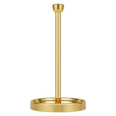 a gold plated metal toilet brush holder