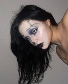 Black White Halloween Makeup, Cute Halloween Makeup For Work, Clown Drag Makeup, Sorcerer Makeup, Minimal Halloween Makeup, Easy Sfx Makeup, White Base Makeup, Face Paint Makeup Looks