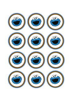 sesame the cookie monster cupcake toppers