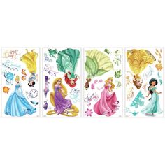 the disney princess wall decals are lined up