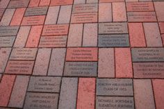 the bricks have names on them for different places to go and where they are located