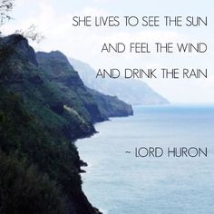 an image of a cliff overlooking the ocean with a quote from lord byron on it