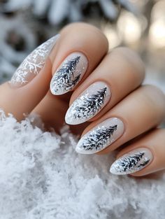 Nail Ideas Short Winter, Nail Ideas Simple Short, Winter Nail Ideas Blue, Winter Nail Ideas Gel, Blue Winter Nail Ideas, Winter Acrylic Nail Designs, White Winter Nails, Winter Motifs, Winter Acrylic Nails