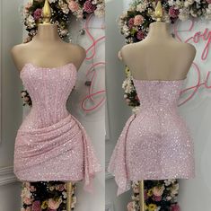 Corset Dress Pink Short, Pink 18th Birthday Outfit, Glittery Dress Party, Pink Sparkly Short Dress, Short Pink Corset Dress, Sweet 16 Dress Ideas Short, Short Corset Dress Prom, Pink 21st Birthday Outfit, Birthday Outfit 16th Sweet 16