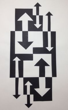 an abstract drawing with black and white arrows