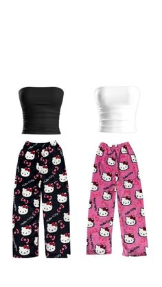 Hello Kitty Pants Matching, Hello Kitty Baddie Aesthetic, Hello Kitty Girl Outfit, Matching Hello Kitty Pajamas, Pijamas Hello Kitty, Pjs Hello Kitty, Hello Kitty Outfit Aesthetic, Hello Kitty Pyjamas, Hello Kitty Pijama