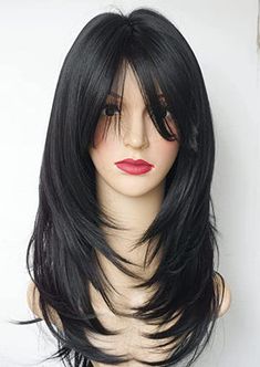 Black Hair Wigs, Haircuts Straight Hair, Long Black Hair, Long Layered Hair, Haircuts For Long Hair, Hair Fibers, Long Hair Cuts, Layered Haircuts