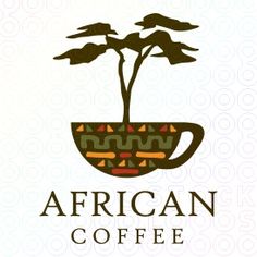 the logo for african coffee, which has been designed with an image of a tree in a cup