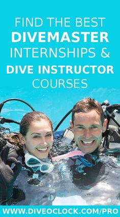 two people in scuba gear with the words find the best divemasters and dive instructor courses