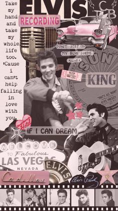 collage of elvis presley's music memorabilia