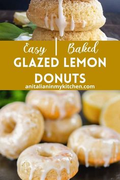 glazed lemon donuts stacked on top of each other