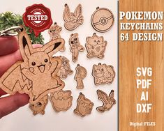 the wooden pokemon keychains are ready to be cut out and put on display